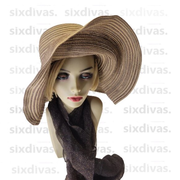 WOMENS Cotton Bendable Wide Brim Large Wedding, Summer Beach Holiday Party Hat - Picture 7 of 16